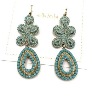 Stella & Dot Capri Turquoise and Gold Chandelier Earrings